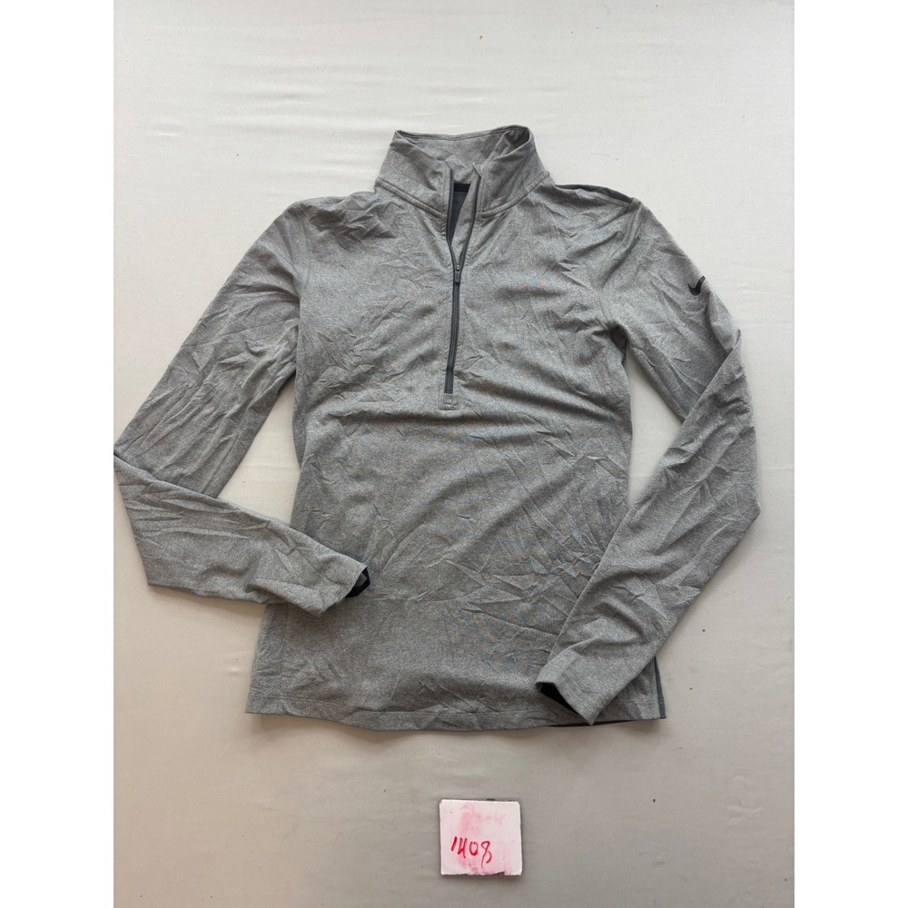 Nike Dri-FIT Womens Small Gray Quarter Zip Running Pullover Thumbholes 1408